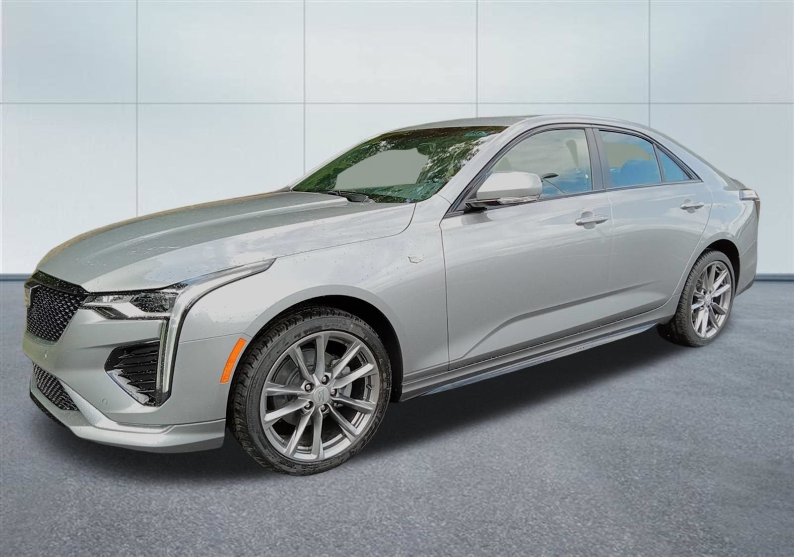 2026 Cadillac CT4 Sport in Argent Silver Metallic — front three-quarter view