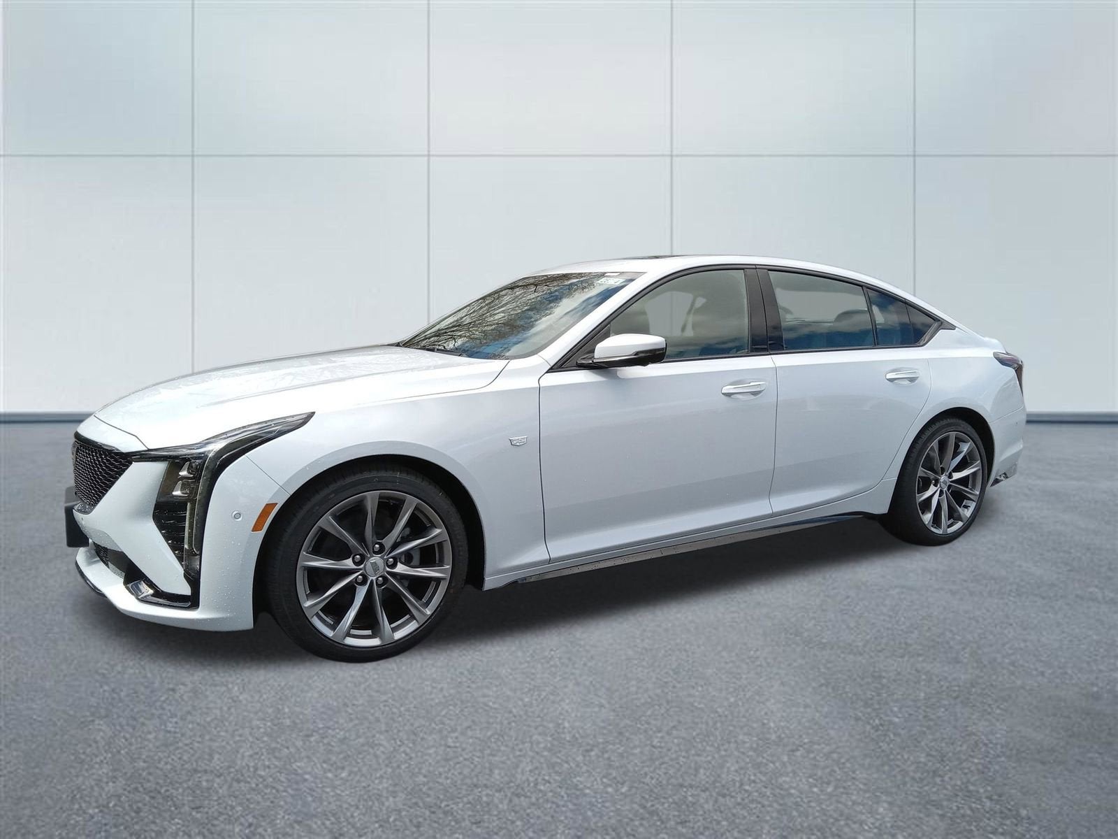 2026 Cadillac CT5 Sport in Vibrant White Tricoat — front three-quarter view