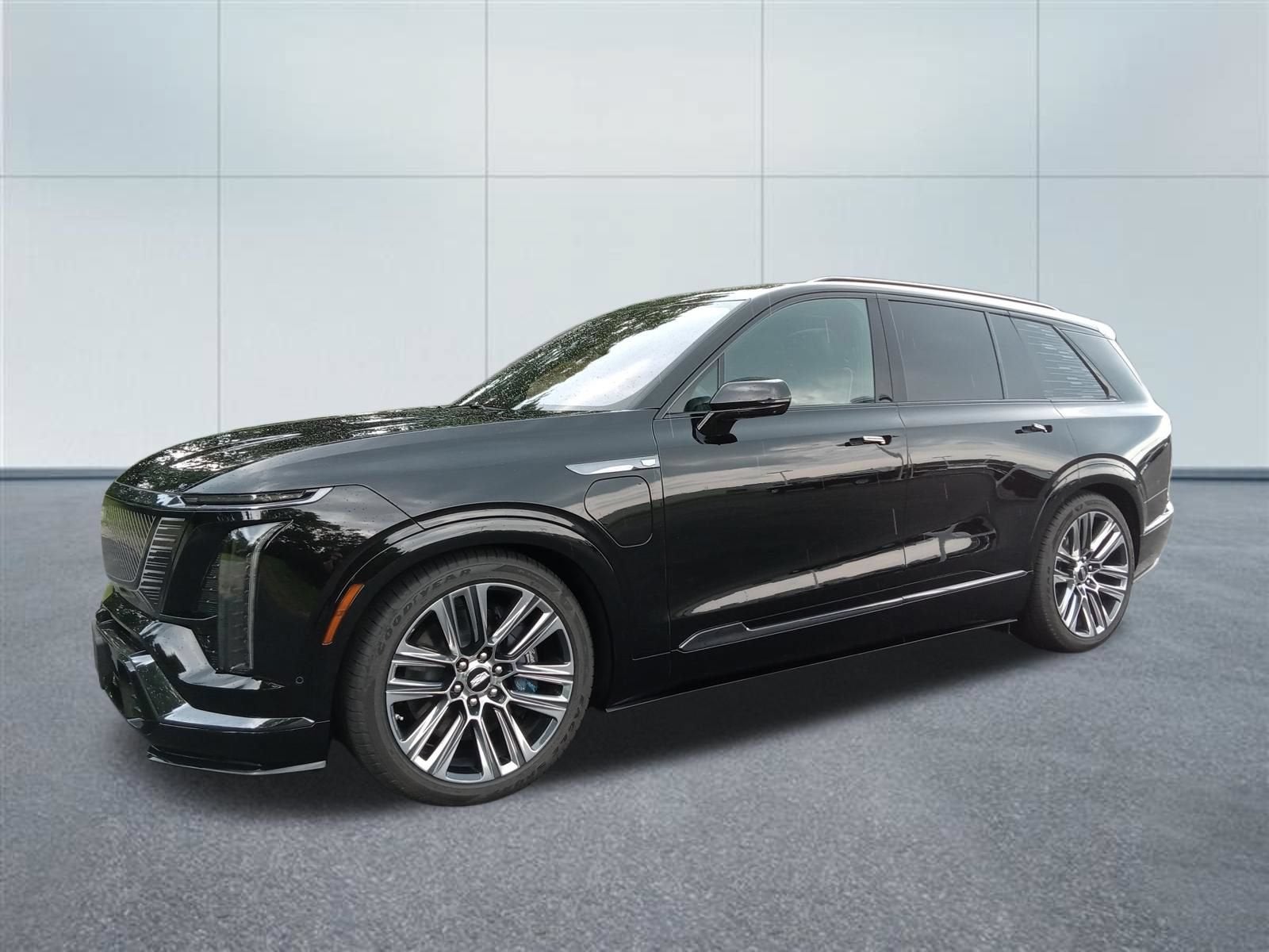 2026 Cadillac VISTIQ Platinum in Stellar Black Metallic — front three-quarter view