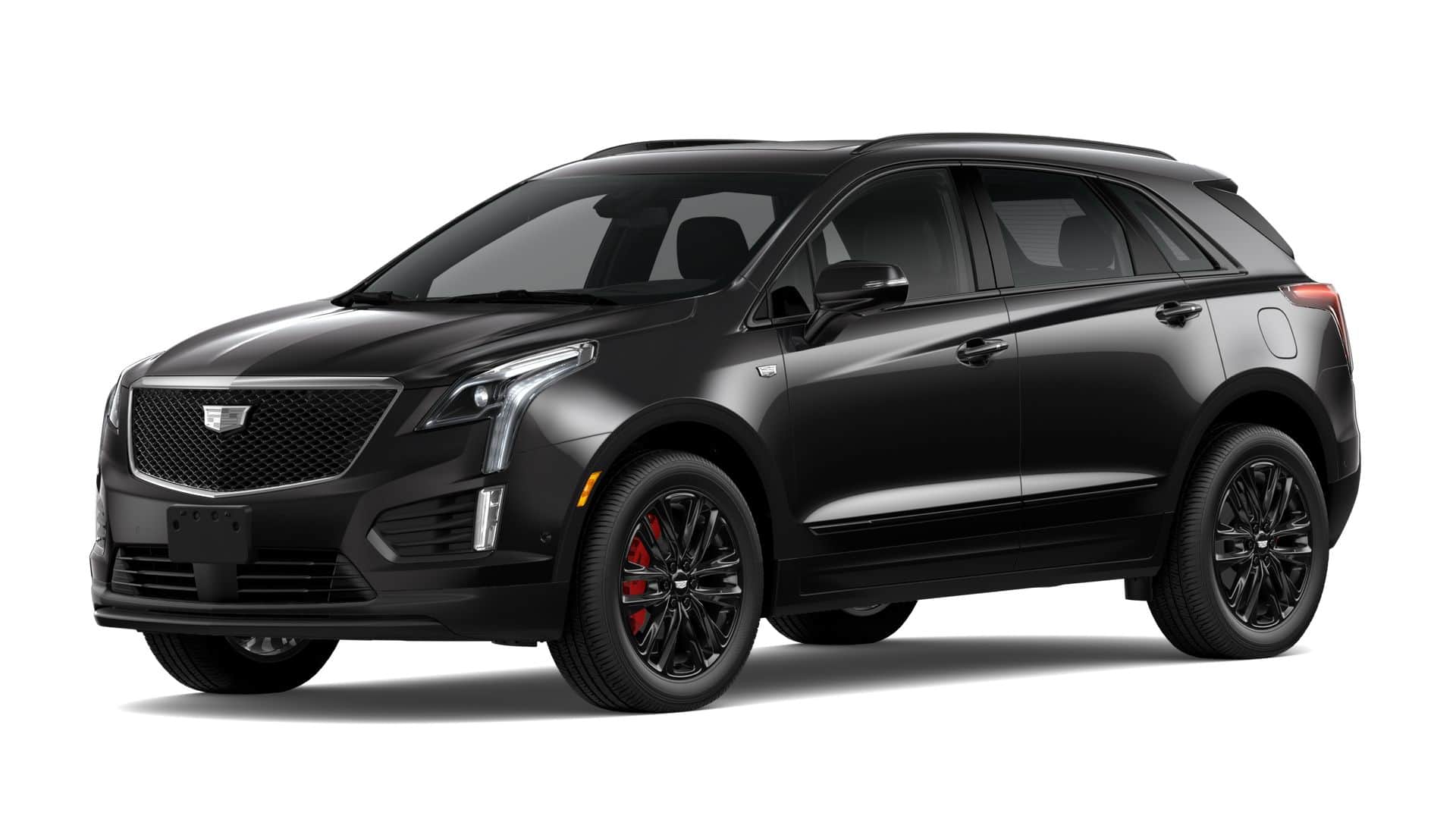 2026 Cadillac XT5 Sport in Stellar Black Metallic — front three-quarter view