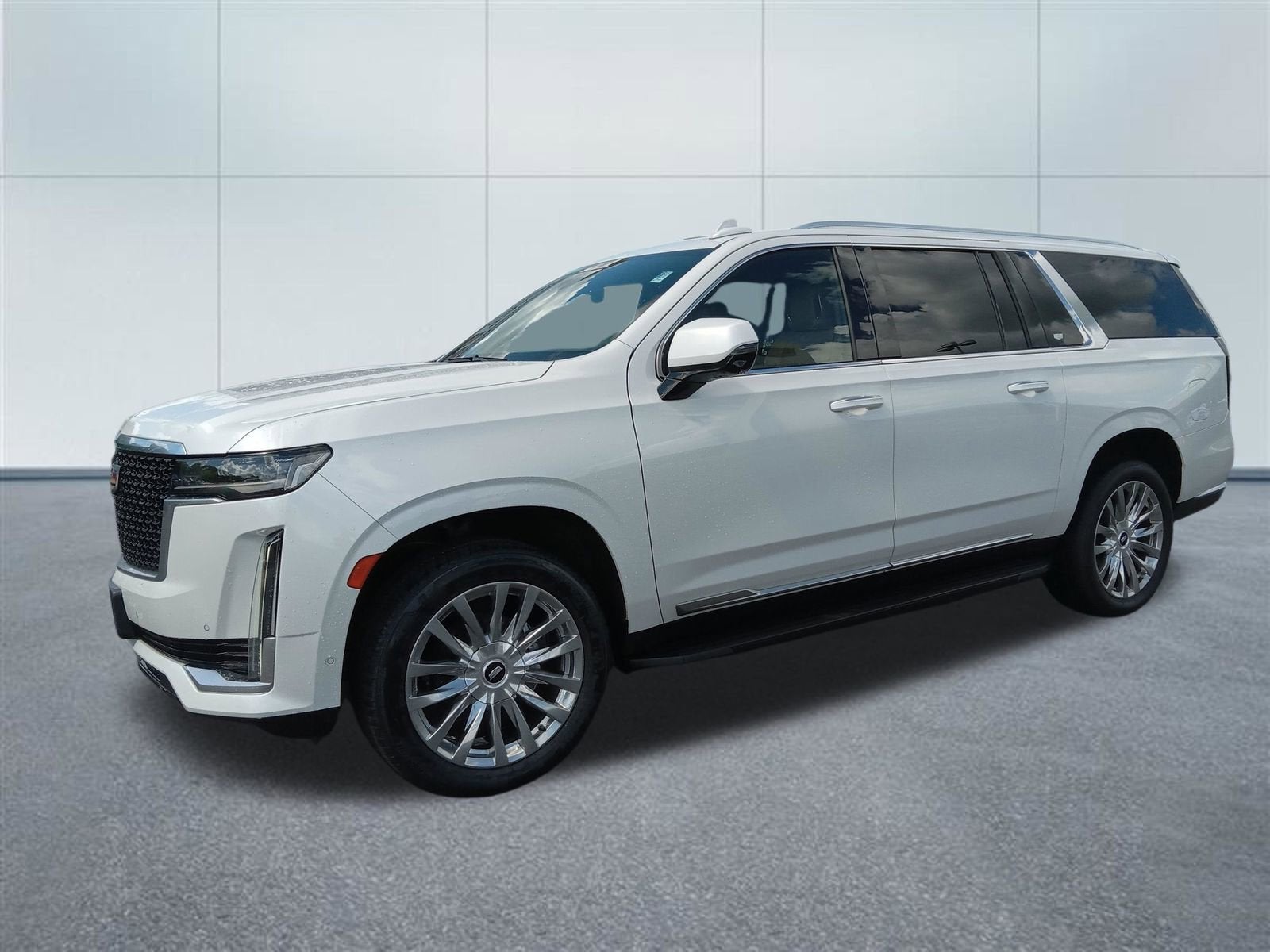 2023 Cadillac Escalade ESV Premium Luxury in Crystal White Tricoat — front three-quarter view