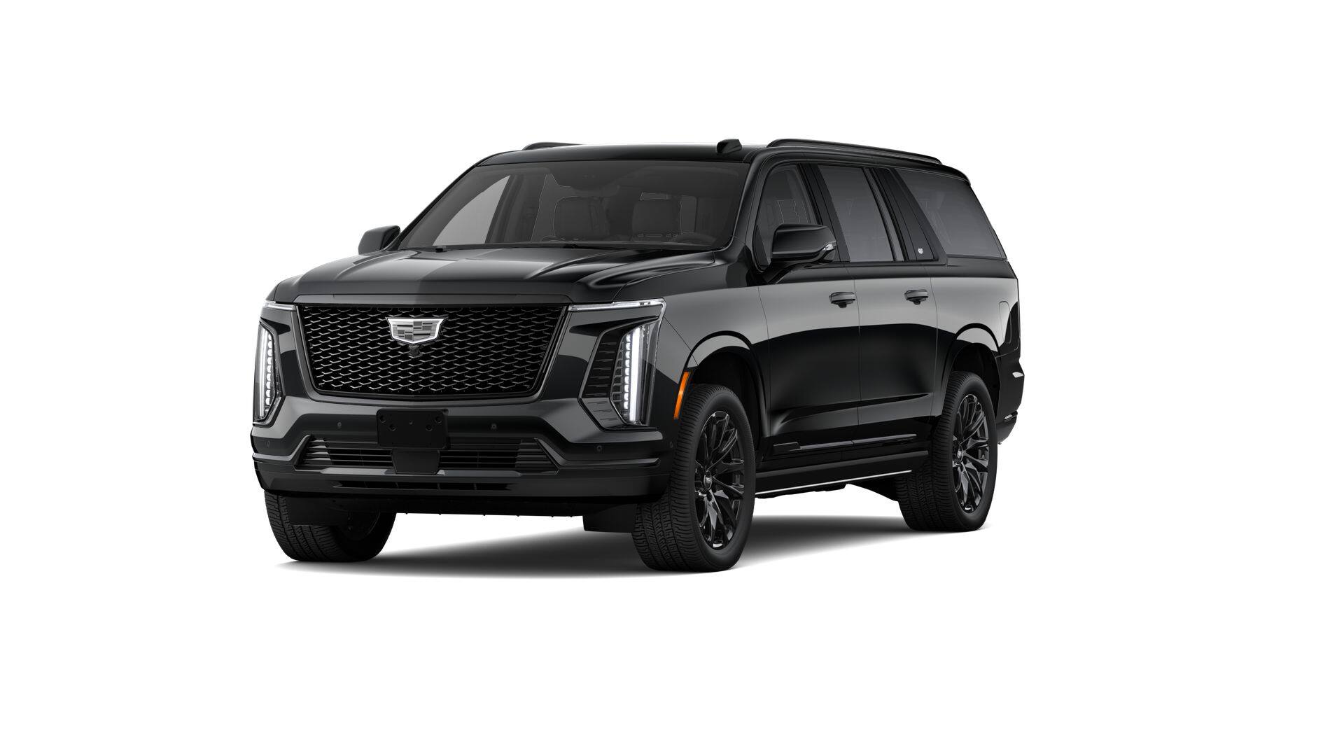2026 Cadillac Escalade ESV Sport in Black Raven — front three-quarter view