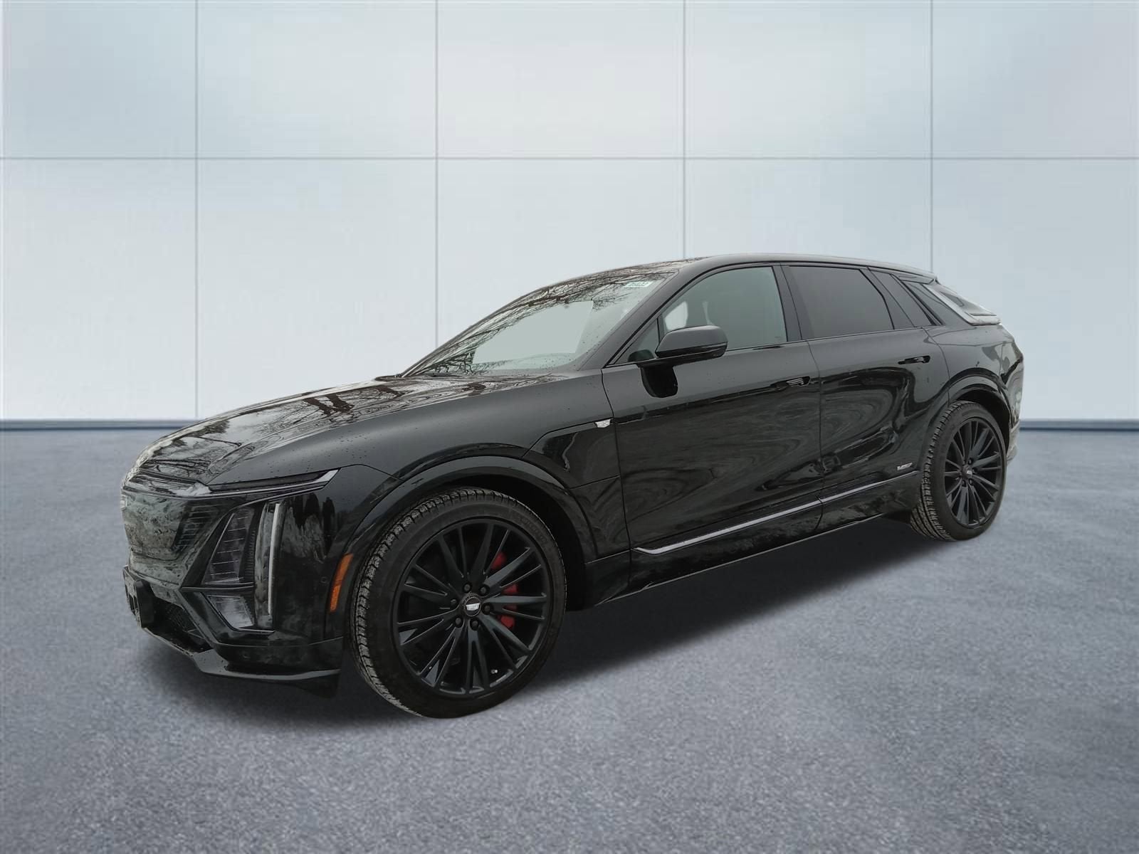 2026 Cadillac LYRIQ V-Series in Stellar Black Metallic — front three-quarter view